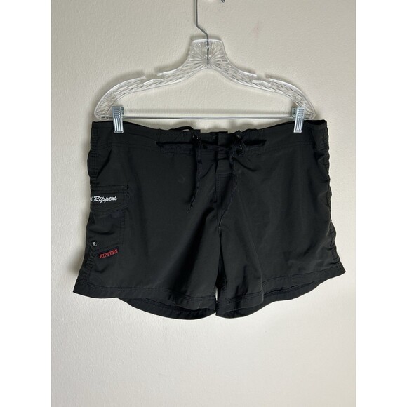 Y2K Maui Rippers Drawstring Board Shorts Black Women's Size 14 Beach Surf Swim - Picture 1 of 3